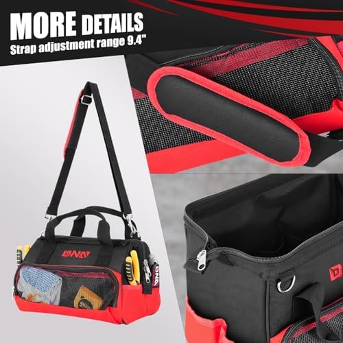 DNA MOTORING 12in Heavy-Duty Electrician tool bag, Portable Canvas Tool Bag Organizer for Electrician, Carpentry, HVAC, w/Shoulder StrapTOOLS-00641