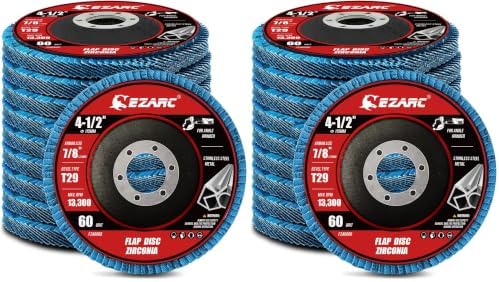 EZARC Zirconia Flap Discs 60 Grit, 4-1/2 x 7/8-Inch, Type 29, 20-Pack