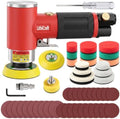 1/2/3 Inch Random Orbital Air Sander, Mini Pneumatic Detail Sander High Speed Air Powered Dual-Action Polisher, Hook & Loop Sanding Discs & Pads Kit for Auto Body Work, Metal, Wood