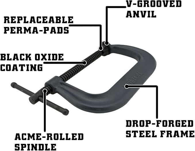 Wilton C-Clamp, 12-1/4" Opening, 6-1/4" Throat, 9300 Lbs. Clamping Force (Model 412) (Pack of 2)