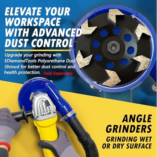 5" Diamond Grinding Wheel 6 Arrow Seg for Concrete & Coating 7/8"-5/8"