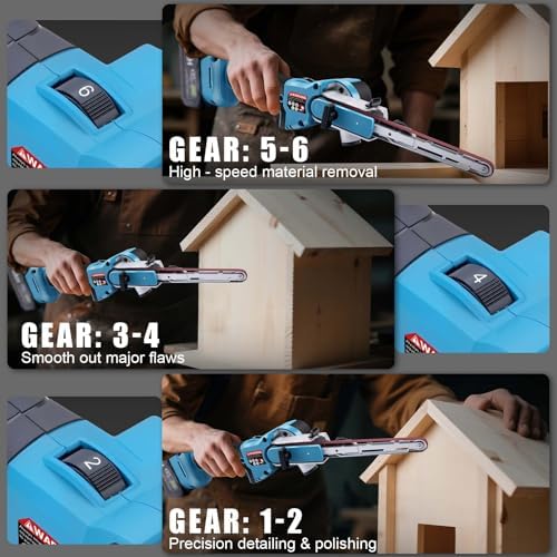 Cordless Brushless Detail Belt Sander Compatible with Makita 18V, 6 Speeds