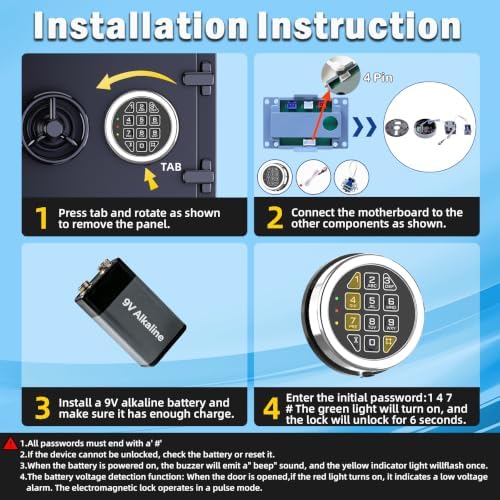 Gun Safe Replacement Lock Chrome Digital Keypad Electronic Lock