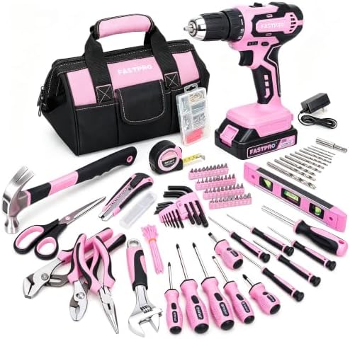 FASTPRO 232-Piece Pink Drill Set for Women, Pink Tool Set with Bag