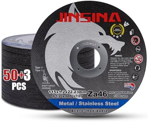 Cut Off Wheels 53 PCS, 4 1/2 Inch Metal and Stainless Steel Cutting Wheel, Fast Cutting Disc for Angle Grinder (4-1/2 x .045 x 7/8inch) 50+3pcs