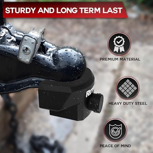 RETRUE Heavy Duty Trailer Lock for 2" Ball Hitch Coupler, Black