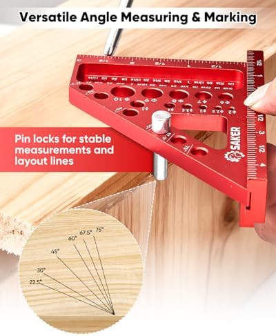 Saker 3D Multi-Angle Measuring Square Tool, Aluminum Alloy Carpenter Square