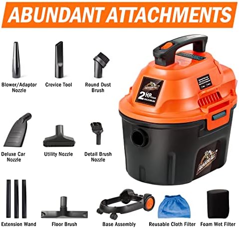 Armor All AA255W 2.5 Gal 2 Peak HP Wet/Dry Utility Vac Orange/Black