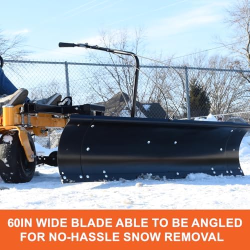 Agri-Fab 60 in Snow Blade for Zero Turn Lawn Mowers, Adjustable Left Center Right Angling, Heavy-Duty 14 Gauge Steel Construction