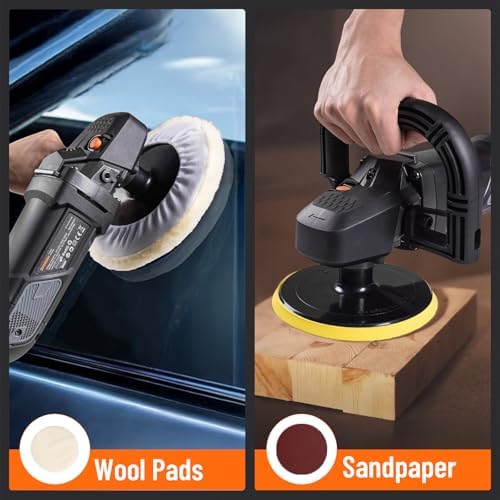 Buffer Polisher Kit for Car 12.5Amp 6 Inch/7 Inch Rotary Car Polisher Waxer