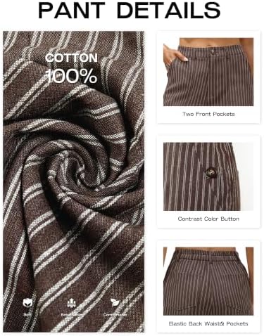 Bsubseach Womens Cotton Linen Pants Wide Leg Work Casual Pants
