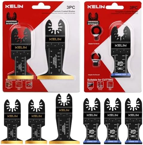 KELIN 6 PCS Titanium Oscillating Blade,Universal Multitool Blades