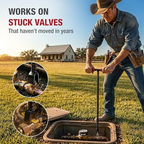 HOMESTEAD 28" Water Meter Key - Steel T Handle, Water Key Shut Off Tool with U-shaped Head