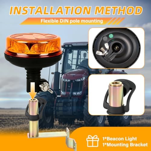 1Pcs Led Beacon Light Amber Strobe Lights with L Shape Metal Bracket