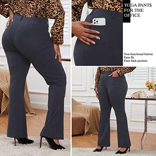 DGD Wrinkle-Free Stretch Dress Pants Plus Size for Women Pull-on Pant Ease into Comfort Office Pant