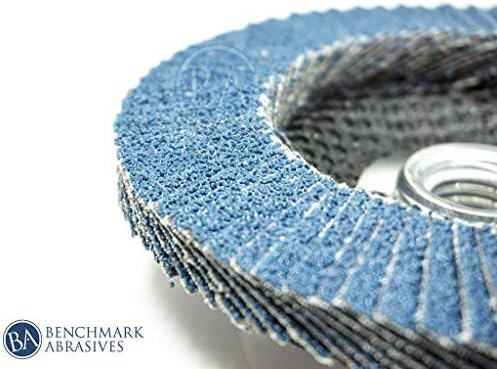 Benchmark Abrasives 4.5" x 5/8"-11 Zirconia Type 29 Flap Discs, 80 Grit