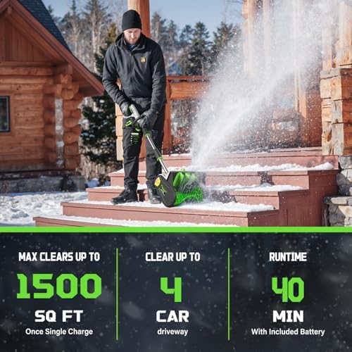 SONTHIOW 13.5" Electric Snow Shovel, 20V Brushless Snow Shovel, Includes 4.0 Ah Battery and Quick Charger, Cordless Snow Blower with Directional Plate & Adjustable Front Handle