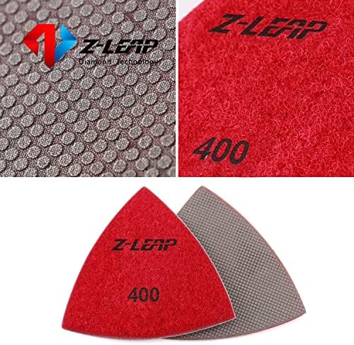 Diamond Triangular Sandpaper Sheet Discs Sanding Pads for for Grinding Stone Glass Ceramic 3"(80mm) 400 Grit
