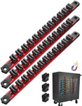 ALOANES 3PC Magnetic Screwdriver Organizer - 36 Slot Aluminum Alloy Rail for Toolbox & Metal Pegboard, Strong Magnetic Holder for Wrenches, Pliers, Workshop Garage Storage(Red)