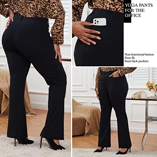 DGD Wrinkle-Free Stretch Dress Pants Plus Size for Women Pull-on Pant Ease into Comfort Office Pant