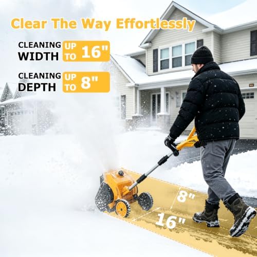Cordless Snow Blower with Wheels Compatible with DeWalt 20V Battery