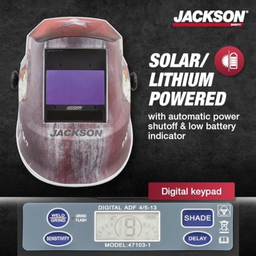 Jackson Safety Premium Graphic Welding Hood with ADF - Ultra Lightweight Auto Darkening Welding Helmet - ANSI Z87.1 (Multiple Styles)