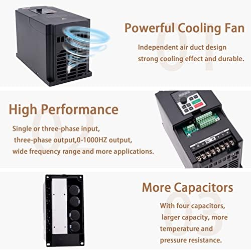 QNK 4KW 5.5HP 220V AC 17A VFD Converter Single to 3 Phase Inverter