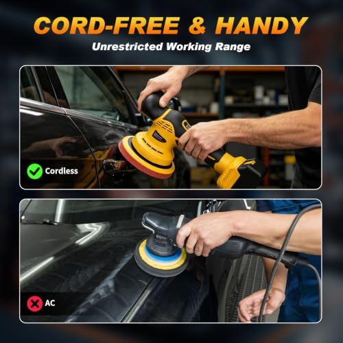 Cordless Car Buffer Polisher kit Compatible with DEWALT 20V Battery(No Battery), 6 Inch 9 Speed Orbital Polisher, 1800-7200RPM, for Car Boat Waxing/Scratch