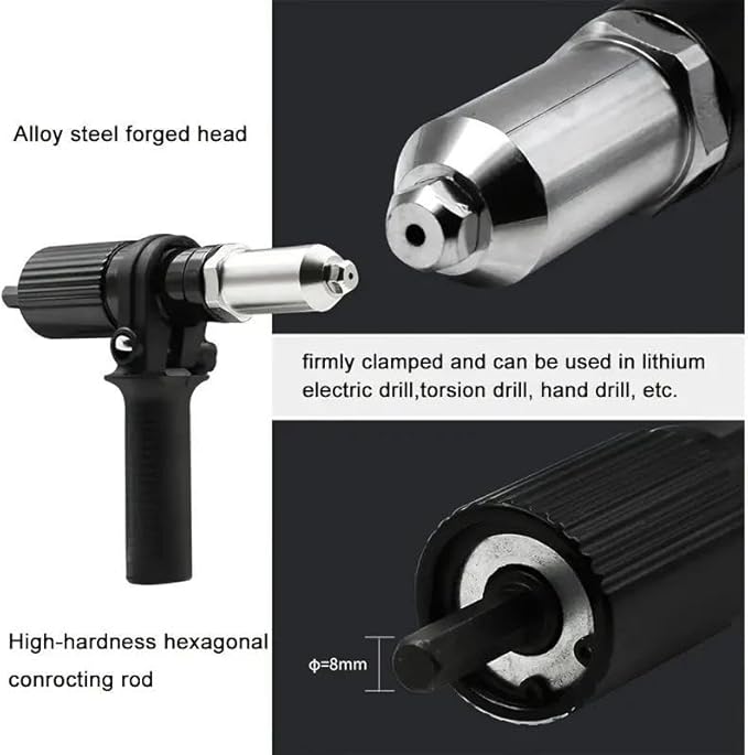 Electric Rivet Adapter, Portable Electric Rivet Nut-gun Drill Adapter, Practical Repair Power Tools Accessories, Heavy Duty Hardware, Industrial