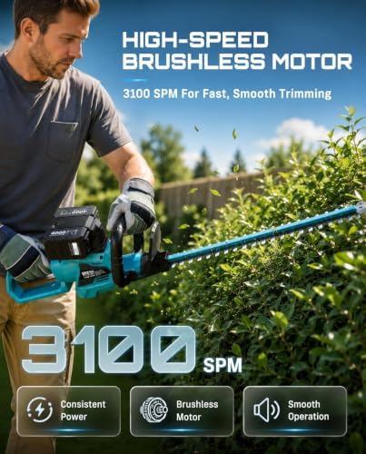 SEESII 24" Hedge Trimmer Cordless, 40V Electric Bush Trimmer, 2 Batteries