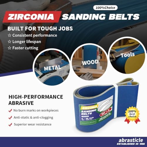4 Pack 6 x 48 Inch Zirconia Sanding Belts, 120 Grit Heavy Duty Belt Sander Paper, Fits Belt Sander & Bench Sander for Woodworking, Metal Polishing and Precision Finishing