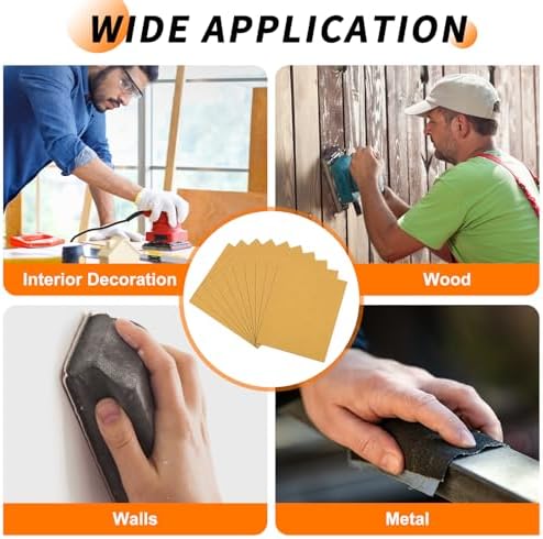 10 Pcs 800 Grit Sandpaper 9 x 11 Inch Sand Paper Alumina Gold
