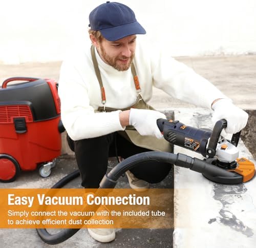 MAXXT 5 Inch Concrete Surfacing Grinder, 1500W 14A Motor, 7 Adjustable Speed Angle Grinder Kit with Diamond Disc, Removable Guard, Concrete Sander for Polishing and Grinder Stone Cement Marble Granite