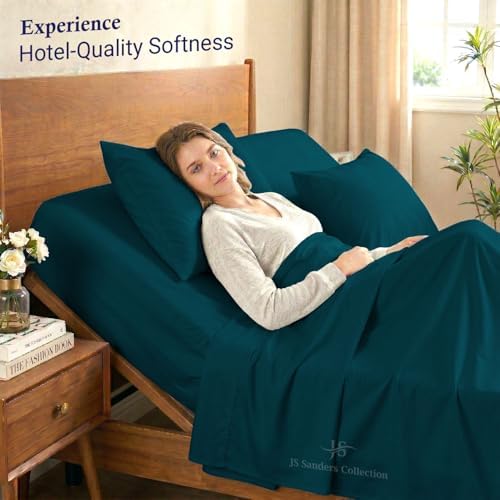 JS Sanders Collection Split Head Sheet Set 4PC King Size, Teal