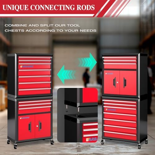 LARBANKE 10-Drawer Rolling Tool Chest with Wheels&Locks, Red Tool Cabinet