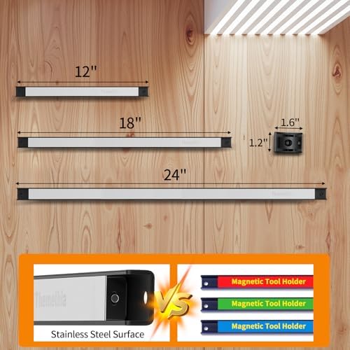 24" Magnetic Tool Holder Strip, 4 Pieces Silver Metal Tool Organizer Rack with Stainless Steel Surface, Magnet Bar for Garage Workshop, Easy To Install with Mounting Screws