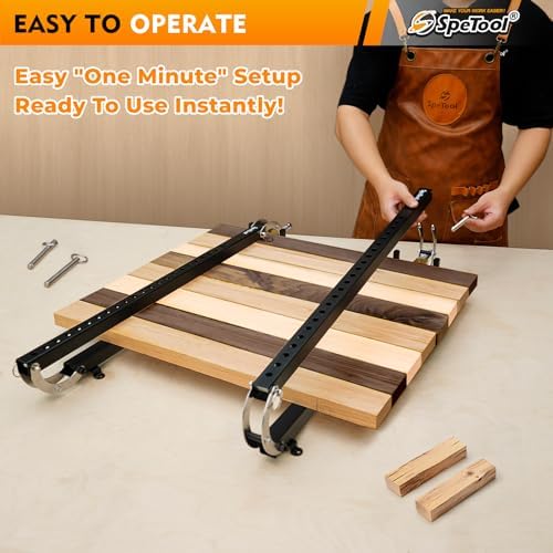 SpeTool Panel Clamp, 4-Way Pressure Parallel Clamp For Board Cabinet, Tabletops, Woodwork, Adjustable Parallelogram Couplers, Cutting Board Clamps For Precision Projects, 16 Inch Panel Clamps 2 Pack