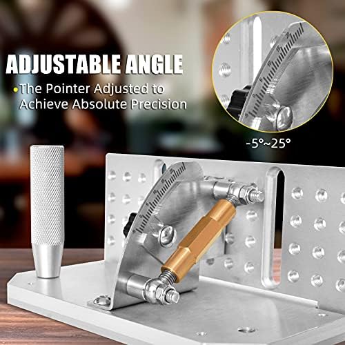 Belt Grinder Knife Jig, 9-3/4’’ Long Sharpening Locator Adjustable Angle -5°~ 25°, Belt Knife Sharpener Jig with Dual Press Plates,Knife Making Angle Grind Guide for Belt Sander Machine
