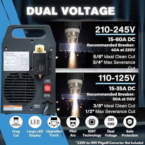 LTP6010D 60A Drag-Cut Pilot Arc Plasma Cutter 110V/220V