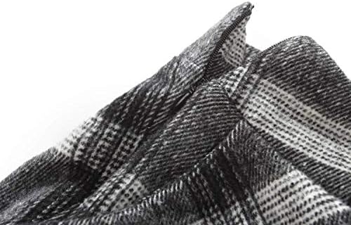 IDEALSANXUN Womens Plaid Wool Skirts Elastic Waist A-Line Pleated Tartan Long Skirts