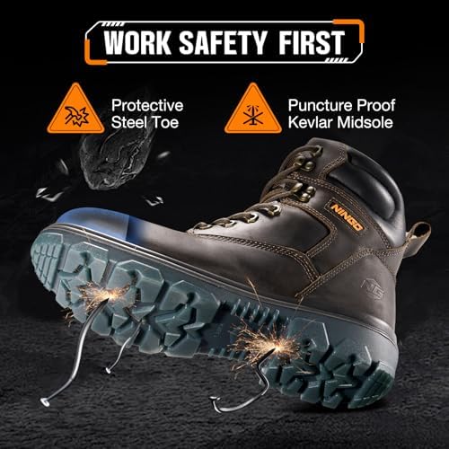 NINGO Waterproof Steel Toe Work Boots for Men, EH Rated, Puncture Proof