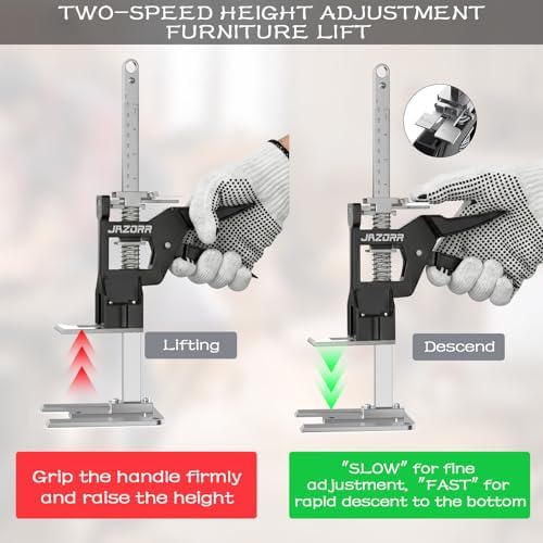 2Pcs Metal Labor Saving Arm Jack, 440LBS Furniture Lifting Tool, Furniture Jack Adjustable Height Support for Door Installation, Tile Laying, Cabinet Lifting & Window Positioning