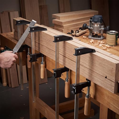 5 Pack Woodworking Clamps Sets 12", 18", 24", 30", 36" Bar Clamps Throat Depth 2.5 Inch Adjustable Heavy Duty F-clamp with Handle