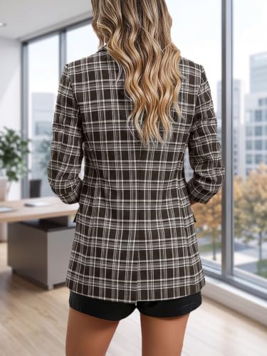 Mina Self 2026 Women's Fall Plaid Blazer Houndstooth Jacket Business Casual