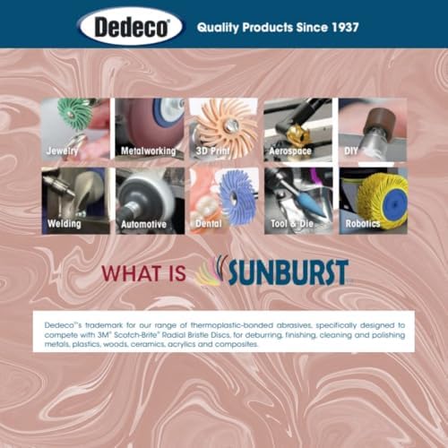 Dedeco Sunburst Radial Bristle Discs 12-Pack - 4" Curved - 3/8" Arbor - Brown 36 Grit (Ultra-Coarse) - Aluminum Oxide for Polishing & Finishing