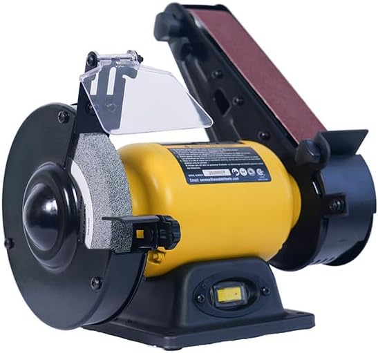 Woodskil High Speed Bench Grinder Belt Sander Combo, 2.5 A 6 Inch Bench Grinder with 2 x 27 Inch Belt Sander for Metal Grinding & Wood Sanding, 2-in-1 Combo Tool for Home Workshop DIY