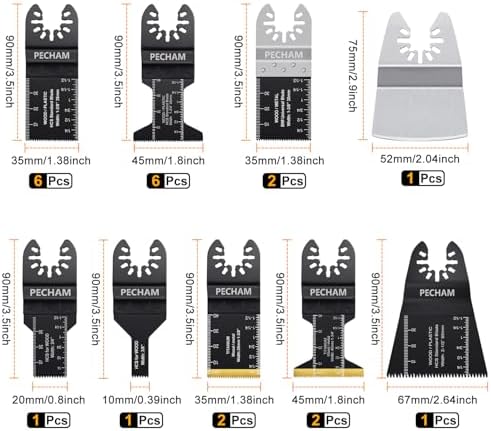 PECHAM 128PCS Oscillating Tool Blade, Wood Metal Cutting and Sandpaper Oscillating Tool Accessories with Titanium Quick Tooth Japanese Tooth Multitool Blade Fit More Oscillating Tools