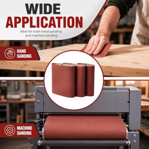 3 Pack 37" x 75" Wide Sanding Belts, 80 Grit Aluminum Oxide Sander Belts