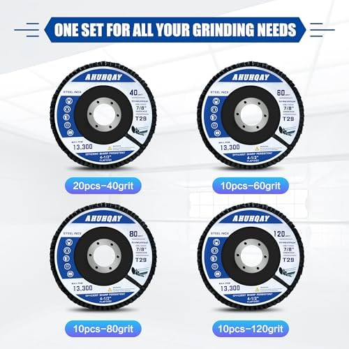 50 Pack Flap Discs 4 1/2" for Angle Grinder, 40/60/80/120 Grit, T29 Flap Disc, Die Grinder Sanding Disc, Zirconia Grinding Wheel for Metal, Wood, Stainless Steel Polishing Finishing