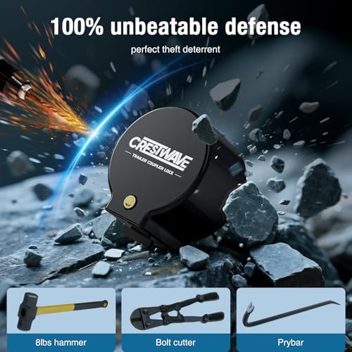 CRESTWAVE Trailer Coupler Lock for 2", 2‑5/16", Anti‑Theft Tongue Lock